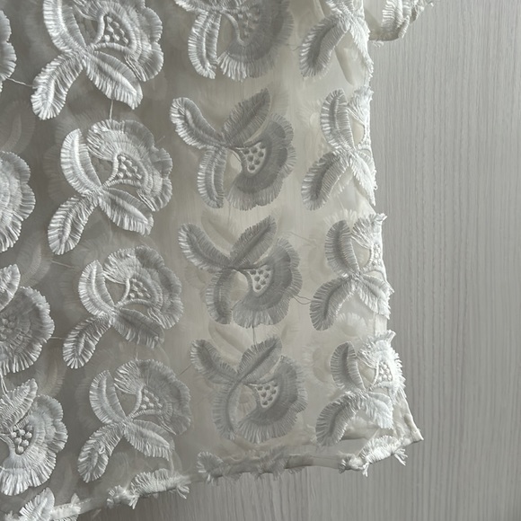 Gorgeous Floral appliqué ivory semi sheer top size M - Picture 2 of 8